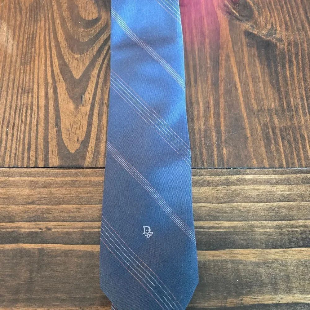 Dior Navy and Silver Striped Tie